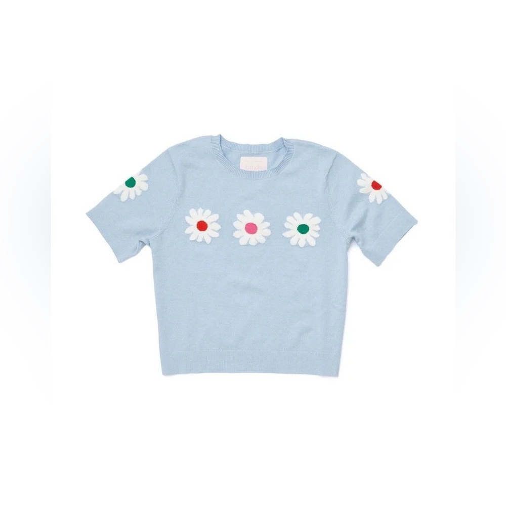Ban.do Daisy Chain Short Sleeve Sweater in L
